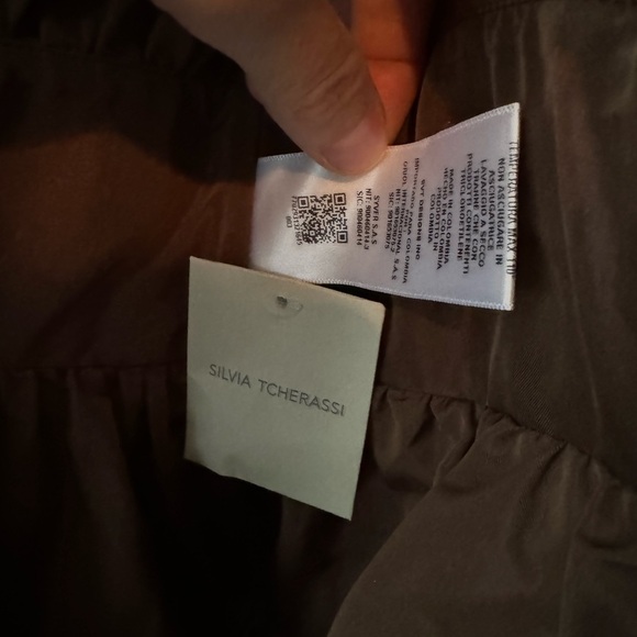 Silvia Tcherassi- NWT Brown Saanvi Bow-Embellished Taffeta Longsleeve Blouse - Picture 7 of 8